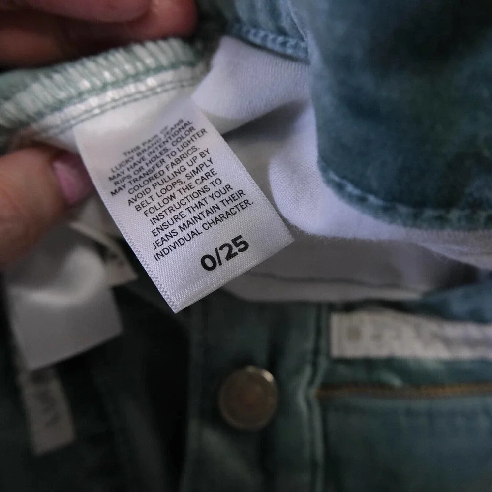 LUCKY BRAND Womens 00 Ava Antartica Sea Foam Crushed Velvet Skinny Jeans Pants - Picture 7 of 16